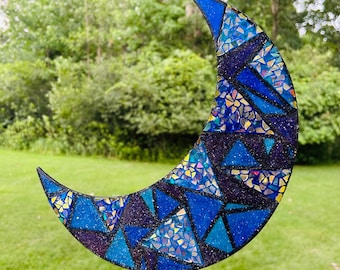 Crescent moon .. BlingthingzbyLori .. gift for home .. yard art .. moon lover item .. celestial item .. garden art