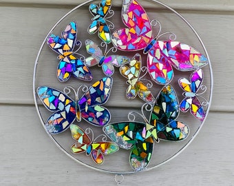 Butterflies.. butterfly wind chime .. blingthingzbylori.. SunCatcher.. garden art .. yard art .. whirligigs wind spinner