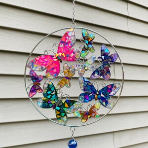 Butterflies.. butterfly wind chime .. blingthingzbylori.. SunCatcher.. garden art .. yard art .. whirligigs wind spinner image 6