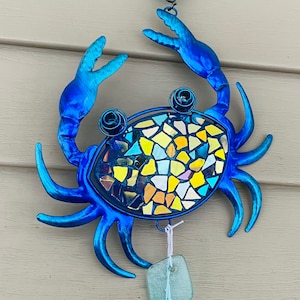 Blue crab .. blingthingzbylori.. Maryland blue crab .. whirligigs wind spinner.. garden art .. patio decoration.. gift .. crab lover gift