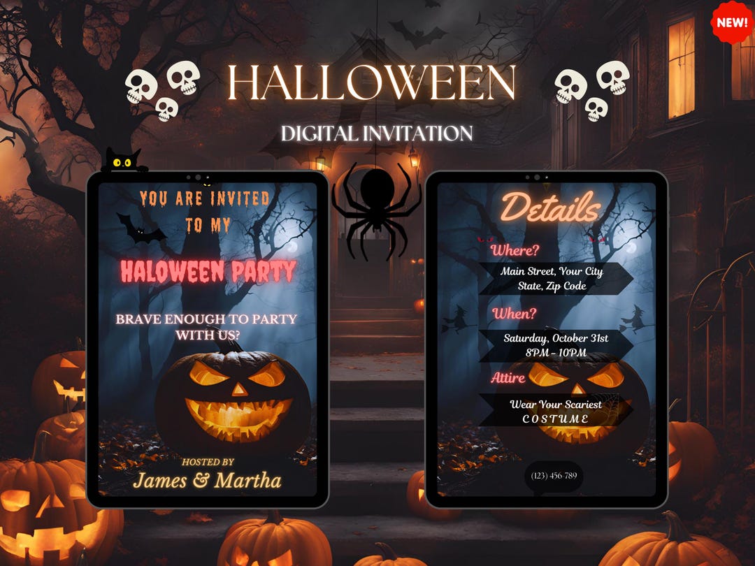 Halloween Digital Invitation Template - Spooky Invite, DIY Editable and ...