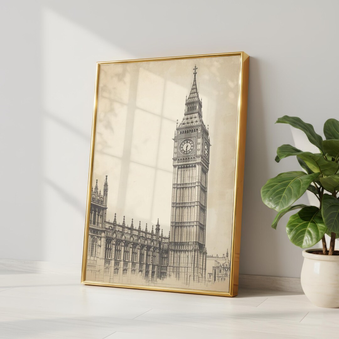 Big Ben Sketch Wall Art, London Line Drawing Print, Big Ben Portrait ...