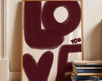 Love You Poster – Modern Love Print, Romantic Wall Art, Minimalist Home Decor