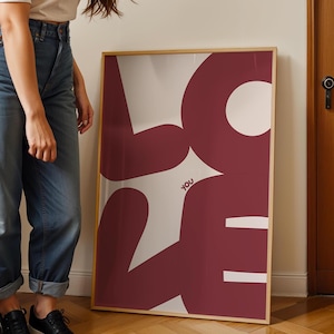 Love You Poster - Minimalistische romantische Wandkunst, moderne Typografie Druck, digitaler Download Wohnkultur