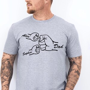 Custom Fist Bump Dad Shirt, Dad Shirt With Kids Names, Personalized Grandpa Shirt, Best Dad Ever Shirt, New Dad Shirt, New Dad Gift