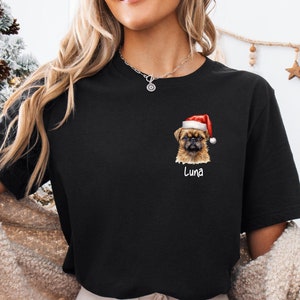 Custom Dog Santa Hat Shirt, Christmas Dog Shirt, Christmas Puppies Shirt, Dog Owner Christmas Gift, Dog Lover Shirt, Dog Mom Shirt