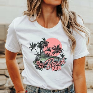 Beach Bum Sunset Shirt, Womens Beach Shirt, Beach Lover Gift, Summer Vacation Shirts, Girls Beach Shirt, Summer Beach Shirt, Palm Tree Shirt