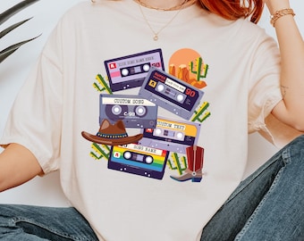 Comfort Colors® Cassette Tape Shirt, Custom Cassette Tape Shirt, Country Music Shirt, Country Concert Gift, Personalized Song Name Shirt