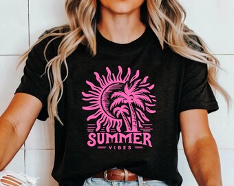 Summer Vibes Shirt, Women Beach Shirt, Girls Beach Shirt, Summer Vacation Shirts, Summer Beach Shirt, Palm Tree Shirt, Beach Lover Gift
