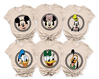 Retro Mickey and Friends Shirts, Retro Mickey Minnie Shirts, Checkered Mickey Shirt, Retro Disney Trip Shirt, Disney Family Vacation Shirt