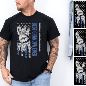 Personalized Grandpa Raised Fist Bump Shirt, Custom Grandpa Shirt With Grandkids Names, Best Grandpa Ever Shirt, Custom Veteran Grandpa Tees