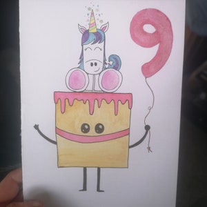 Tarjeta de cumpleaños pintada personalizada