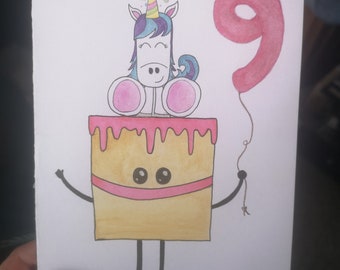Tarjeta de cumpleaños pintada personalizada