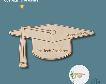 Graduation tag, Laser Cut File, SVG, Digital, Keepsake, College hat, Graduation Cap, Place card or Gift Tag,