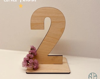 Elegant Wedding Table Numbers - No. 0-9 - Laser Cut File - Digital SVG - For 1,8"