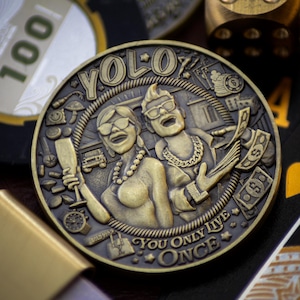 YOLO x Carpe Diem Coin: A Symbol of Fun, Adventure, Mindfulness. Unique Gift, Daily Motivation, Decision Maker, Fidget, Everyday Carry