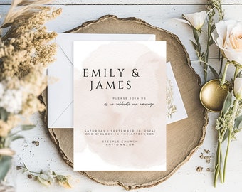 Minimalist Wedding Invitation Template | Modern Invitation Template | Customizable Invitation Template | Canva Template | Emily Collection