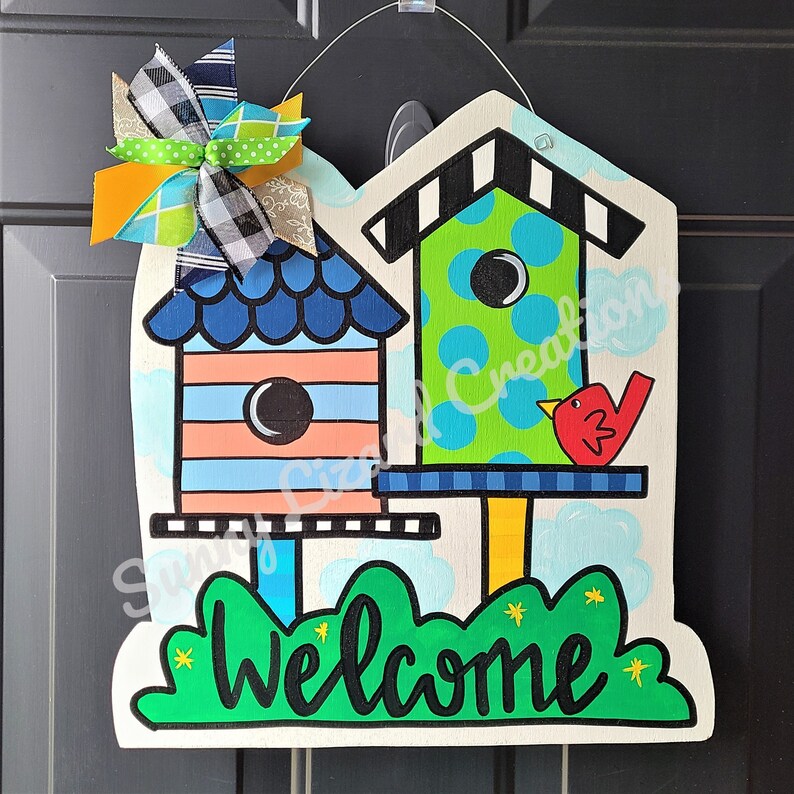 Spring Door Hanger Birdhouse Door Hanger Summer Door Decor Etsy