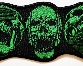 Parches de chaleco de motociclista con calavera de Halloween, parche termoadhesivo bordado de esqueleto