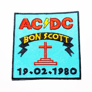 AC/DC Bon Scott-märke: Stryk-på-broderad applikation