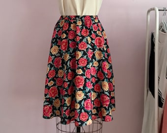 1980's Red and Yellow Rose Skirt