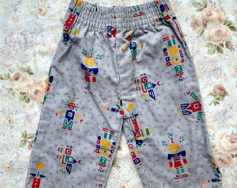 0 - 6 months - 1980's Robot Corduroy Pants for Baby