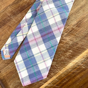 90&#39;s Pastel Plaid Necktie from Brownstone