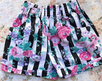 Girl's Size 8/10 Vintage Pinstripe Floral Shorts