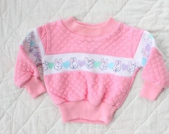 Newborn - 6 Months - 1980's Pink Quilted Bunny Sweater