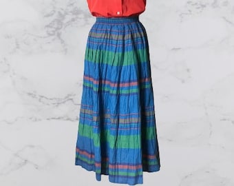 1980's Striped Linen Farmhouse Skirt