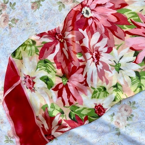 1980's Pink Silk Satin Floral Scarf by Echo image 5