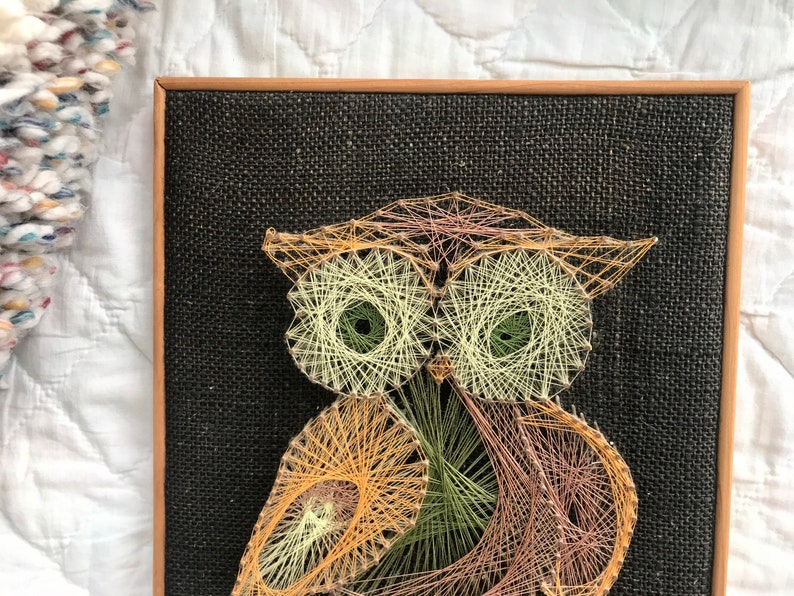 1970's Owl String Art Wall Hanging image 2