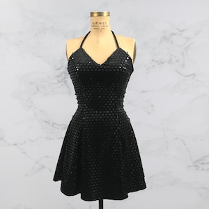 90&#39;s S/M Betsey Johnson Black Velvet Sequin Dress