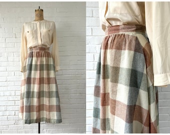 Vintage Size 6 Natural Plaid Winter Skirt