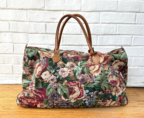 1980's Vintage Rose Floral Duffle Bag - image 4