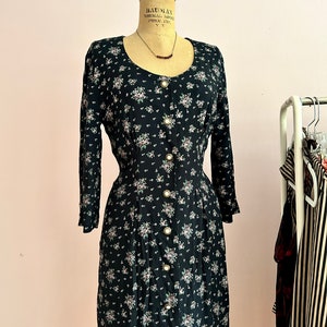 1990's Size 4 Black Floral Pencil Dress image 3