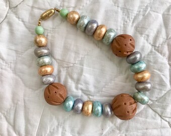 1980's Metallic Chunky Beaded Necklace