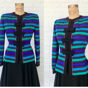 1980's Bow Silk Striped Blazer image 1