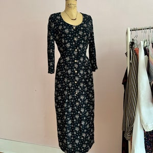 1990's Size 4 Black Floral Pencil Dress image 2