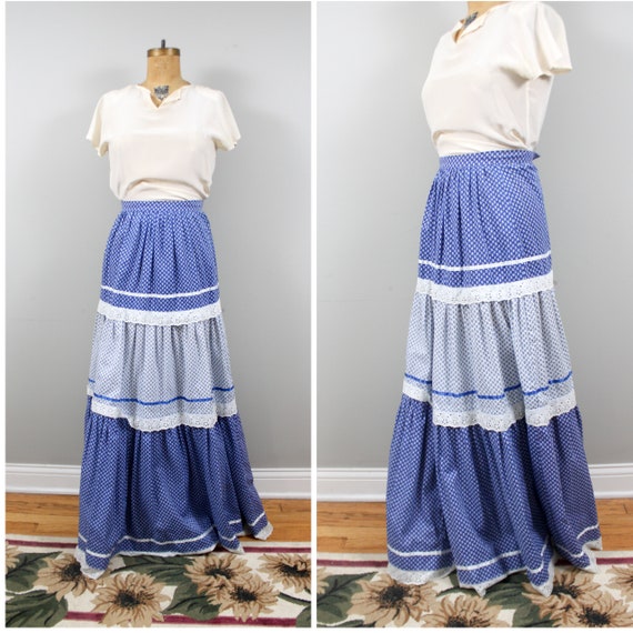 tiered calico maxi skirt