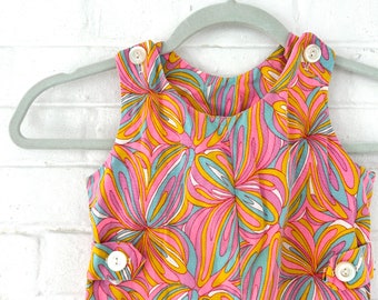 9 - 12 Months - 1960's Psychedelic Neon Overalls