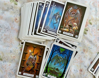 Vintage 90s Dragon Tarot Cards from Peter Pracownik & Terry Donaldson