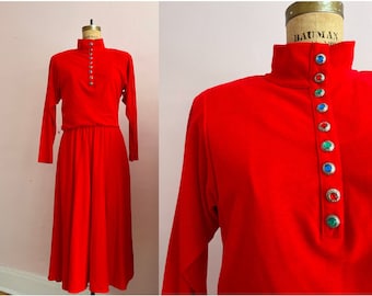 1980's Size 4/6 Very Red Holiday Dress