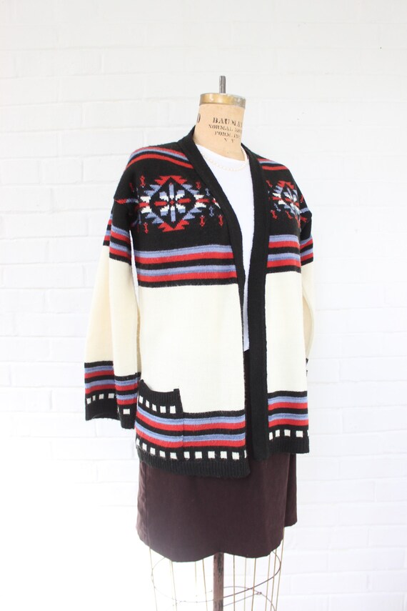 1970's Bell Sleeve Ski Cardigan with Pockets - image 2