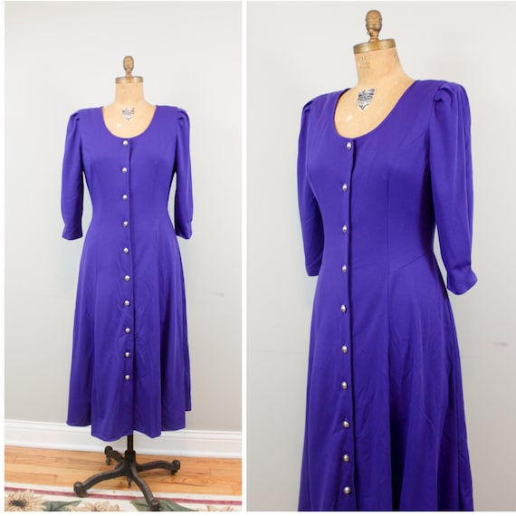 regal purple button up dress