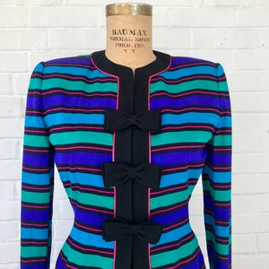 1980's Bow Silk Striped Blazer image 4