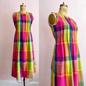 1990's Size 4/6 Rainbow Plaid Dress