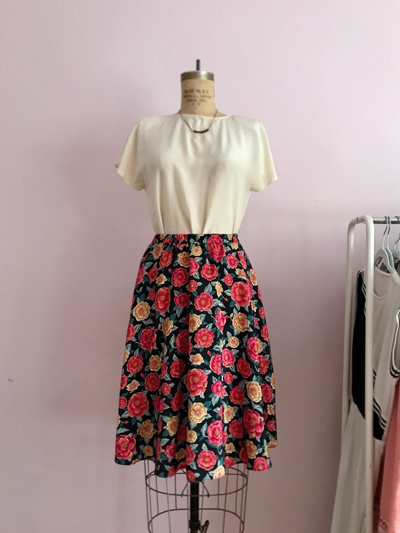1980's Red and Yellow Rose Skirt