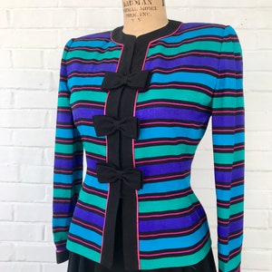 1980's Bow Silk Striped Blazer image 2