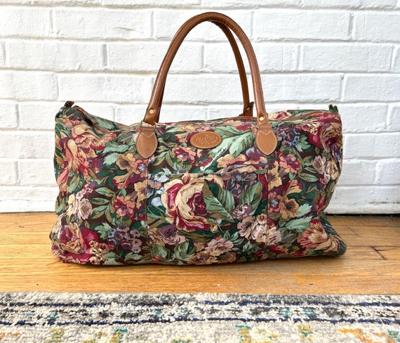 1980's Vintage Rose Floral Duffle Bag - image 1